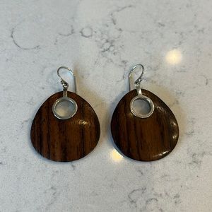 Silpada retired sterling silver Sonokeling wood teardrop earrings
